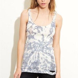 NSF Knit Rosanna Tie Dye Blue Distressed Tank